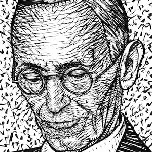 HERMANN HESSE Tintenportrait - POSTER - verschiedene Größen erhältlich! Druck Zeichnung Poster Siddharta Buddha