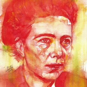 SIMONE DE BEAUVOIR watercolor portrait - poster - various sizes! art print
