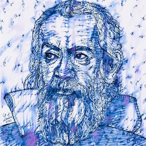 GALILEO GALILEI watercolor and ink portrait - POSTER - various sizes available! art print