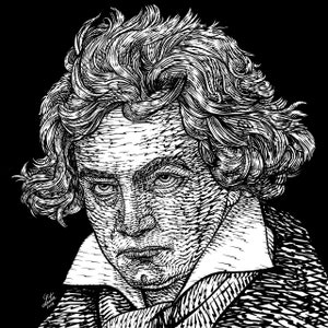 LUDWIG Van BEETHOVEN ink portrait  - POSTER - various sizes available! print drawing art writer composer symphony sonata piano pianist