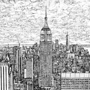NEW YORK - pencil painting - POSTER - various sizes available! art print drawing city manhattan harlem hudson river skyline central park