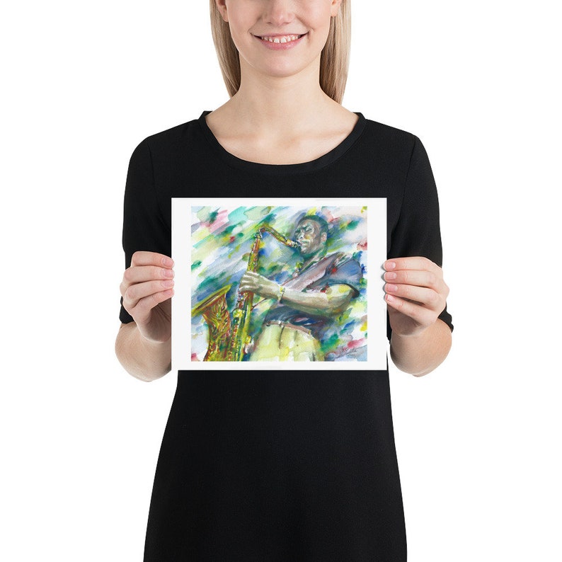 art print sax saxophone various sizes available JOHN COLTRANE watercolor portrait POSTER