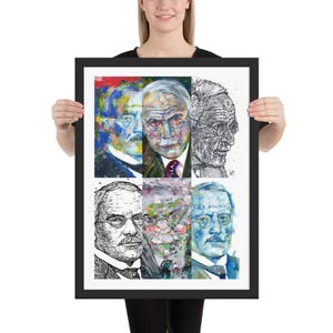Six Times Carl JUNG  - FRAMED POSTER painting - various sizes ! art print collage painting gustav i ching iching psychiatry psychologist