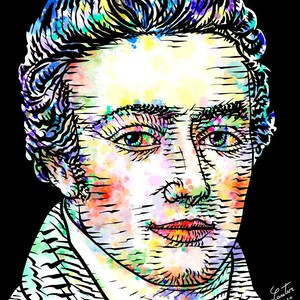 SAMUEL TAYLOR COLERIDGE watercolor & ink portrait - Poster - various sizes! print