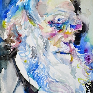 CHARLES DARWIN watercolor portrait - POSTER - various sizes available! art print writer evolution theory beagle works book writing author
