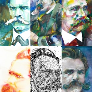 Six Times FRIEDRICH NIETZSCHE - collage POSTER painting - various sizes ! art print