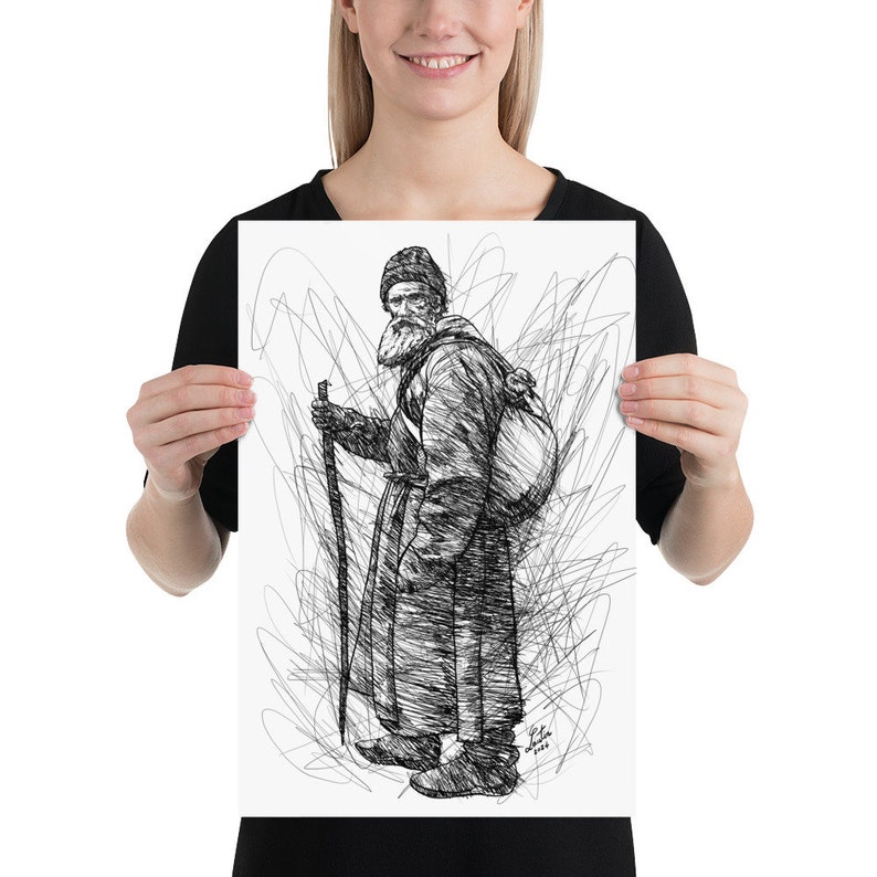 LEO TOLSTOY ink portrait - POSTER -various sizes available! art print lev drawing painting writer book author writing karenina war and peace