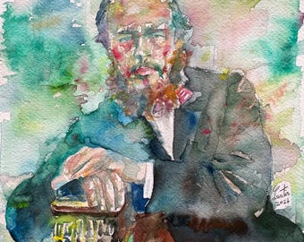 FYODOR DOSTOEVSKY watercolor portrait - POSTER - various sizes available! art print painting drawing karamazov book writer illustration