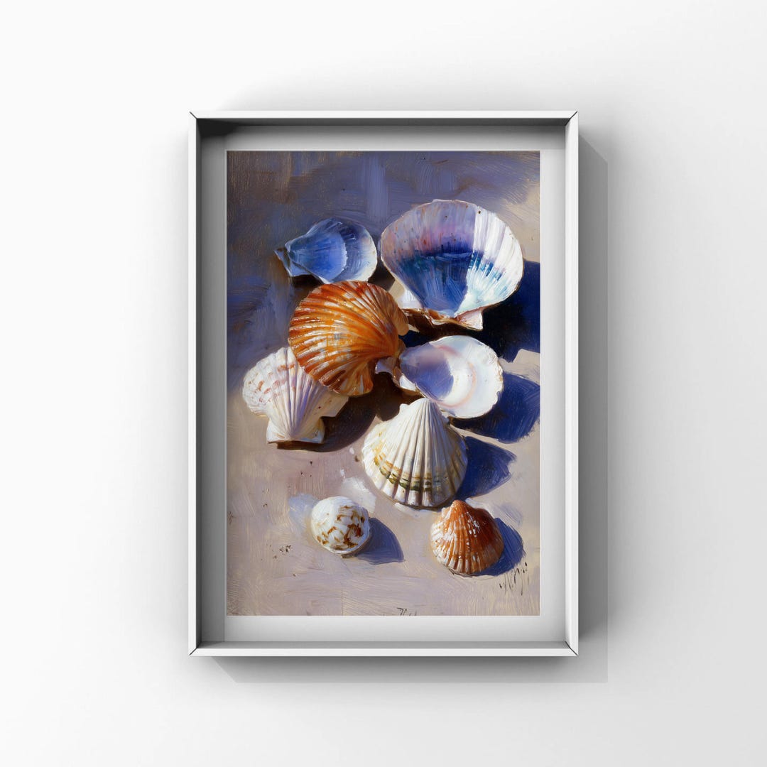 Seashells Art Print, Colorful Coastal Wall Decor (digital Download) - Etsy