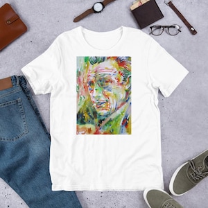 Camiseta unisex - Retrato en acuarela de Albert Camus - Camiseta de tela, ropa, vestido, camiseta, traje, ropa, impresión artística, pintura, escritor, el extraño