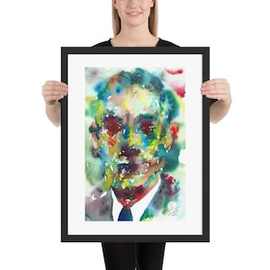 H. P. LOVECRAFT Aquarell Portrait - Poster mit Rahmen - verschiedene Größen! Kunstdruck Gemälde Illustration Howard Philips Cthulhu Necronomicon