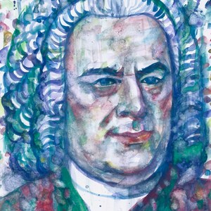 JOHANN SEBASTIAN BACH watercolor  portrait  - Poster - various sizes ! art print