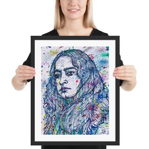 PARAMAHANSA YOGANANDA watercolor & ink portrait - FRAMED poster - various sizes! art print painting illustration yoga yogi spiritual guru