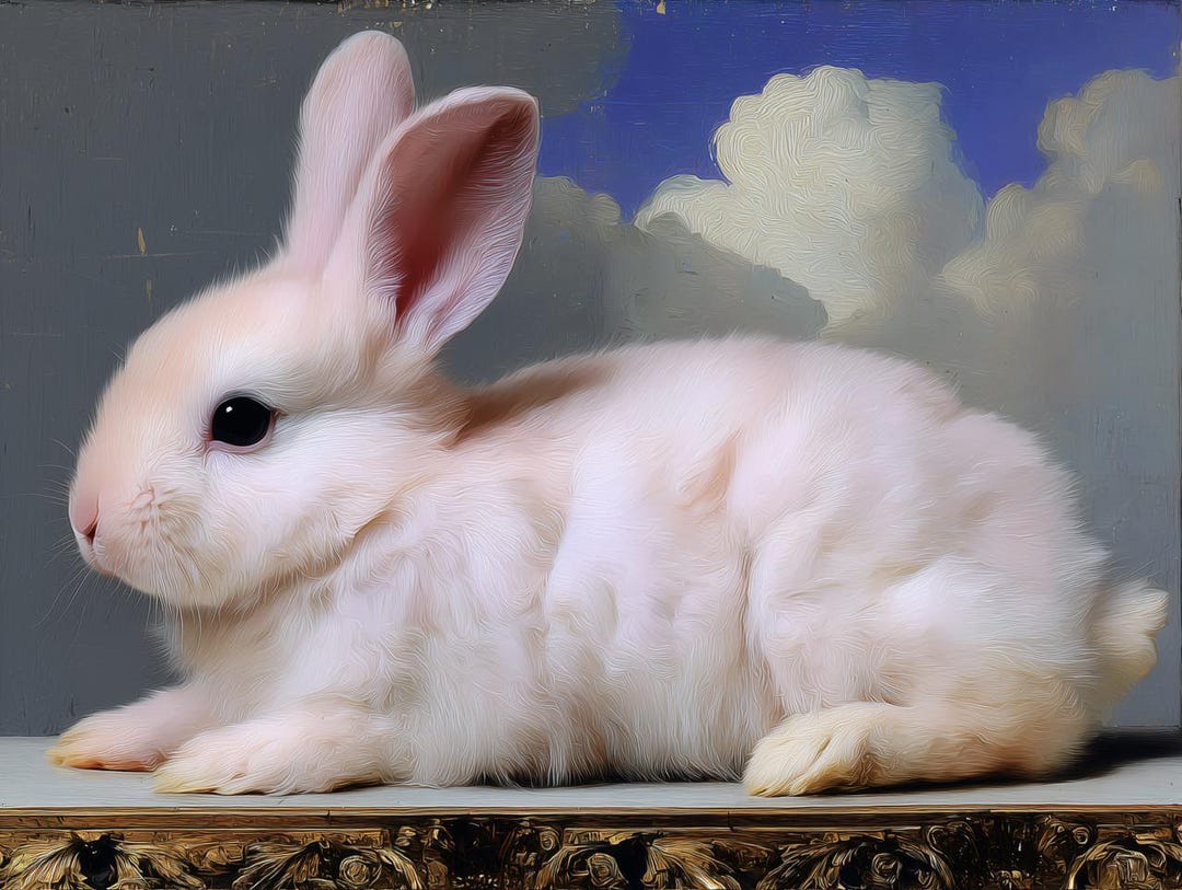 Fluffy White Bunny Rabbit Poster Print, Cloud Sky Wall Art Decor - Etsy