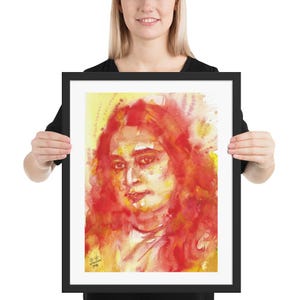 PARAMAHANSA YOGANANDA watercolor portrait - FRAMED poster - various sizes! art print painting illustration drawing picture yoga yogi guru