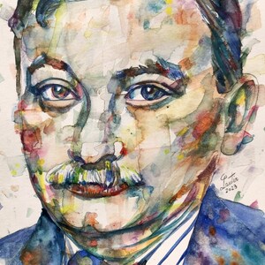 JOSEPH ROTH watercolor portrait - POSTER - various sizes available! art print writer author face writing work works book