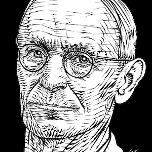 HERMANN HESSE Tintenportrait - POSTER - verschiedene Größen verfügbar! Kunst Sprint