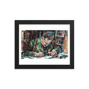 WALTER BENJAMIN - aquarelportret - ingelijste poster - verschillende maten beschikbaar! kunstafdrukschrijver schrijfstudio auteur werkt werkboek