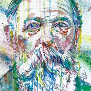 FRIEDRICH ENGELS Aquarell Portrait - Poster - verschiedene Größen! Kunstdruck