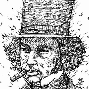 ISAMBARD KINGDOM BRUNEL Tintenportrait - Poster - verschiedene Größen ! Kunstdruck