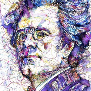 GUSTAV MAHLER watercolor and ink portrait - POSTER - various sizes available!