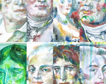 The FRENCH REVOLUTION in Eight PORTRAITS - collage Poster painting - various sizes ! art print