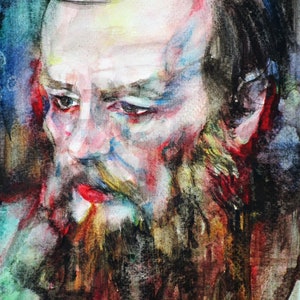 FYODOR DOSTOEVSKY watercolor portrait - POSTER - various sizes available! art print writer works writing author karamazov fedor dostoevskij