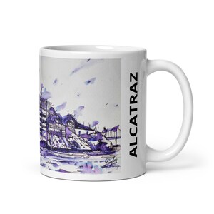 MUG - ALCATRAZ ISLAND - watercolor painting - various sizes! breakfast mugs cup of coffee art print federal prison jail san francisco bay