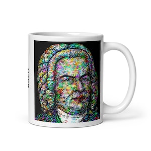 Mug - JOHANN SEBASTIAN BACH ink & watercolor portrait - various sizes! breakfast mugs cup of coffee art print painting composer symphony