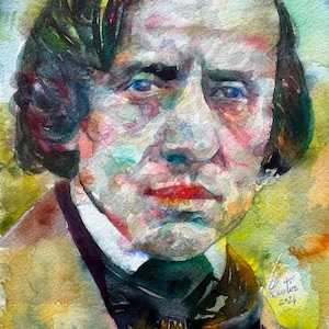 FREDERIC CHOPIN watercolor portrait - POSTER - various sizes available! art print painting drawing illustration composer classical musician