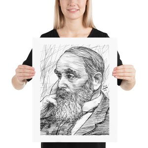 IVAN GONCHAROV ink portrait - POSTER - various available sizes! art print drawing painting illustration author book oblomov goncarov