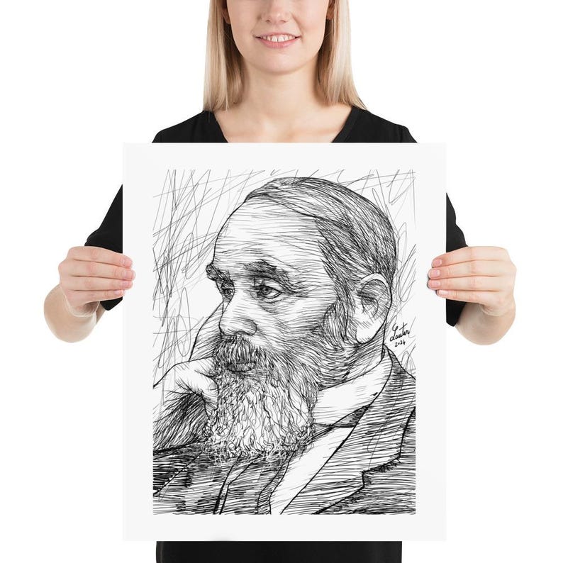 IVAN GONCHAROV ink portrait - POSTER - various available sizes! art print drawing painting illustration author book oblomov goncarov