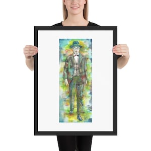 FERNANDO PESSOA watercolor portrait - FRAMED poster - various sizes! art print painting illustration drawing picture writer author