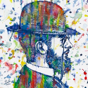 HENRI De TOULOUSE-LAUTREC watercolor and ink portrait  - Poster - various sizes ! art print