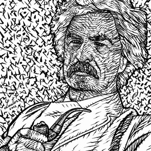 MARK TWAIN ink portrait  - POSTER - various sizes available! print drawing poster tom sawyer