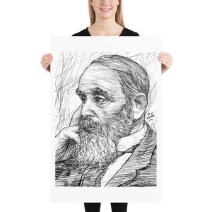 IVAN GONCHAROV ink portrait - POSTER - various available sizes! art print drawing painting illustration author book oblomov goncarov