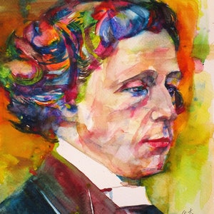 LEWIS CARROLL watercolor portrait - POSTER - various sizes available! art print