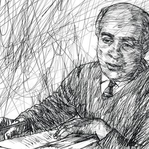 THEODOR W. ADORNO ink portrait - POSTER - various sizes! art print painting drawing writer philosopher philosophy frankfurt school