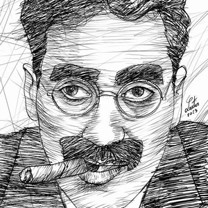 GROUCHO MARX ink portrait - Poster - various sizes available! art print drawing painting marx bros brothers cigar cinema movie actor film