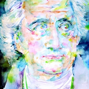 GOETHE watercolor portrait - POSTER - various sizes available! art print painting philosopher writer poet doctor faust philosophy
