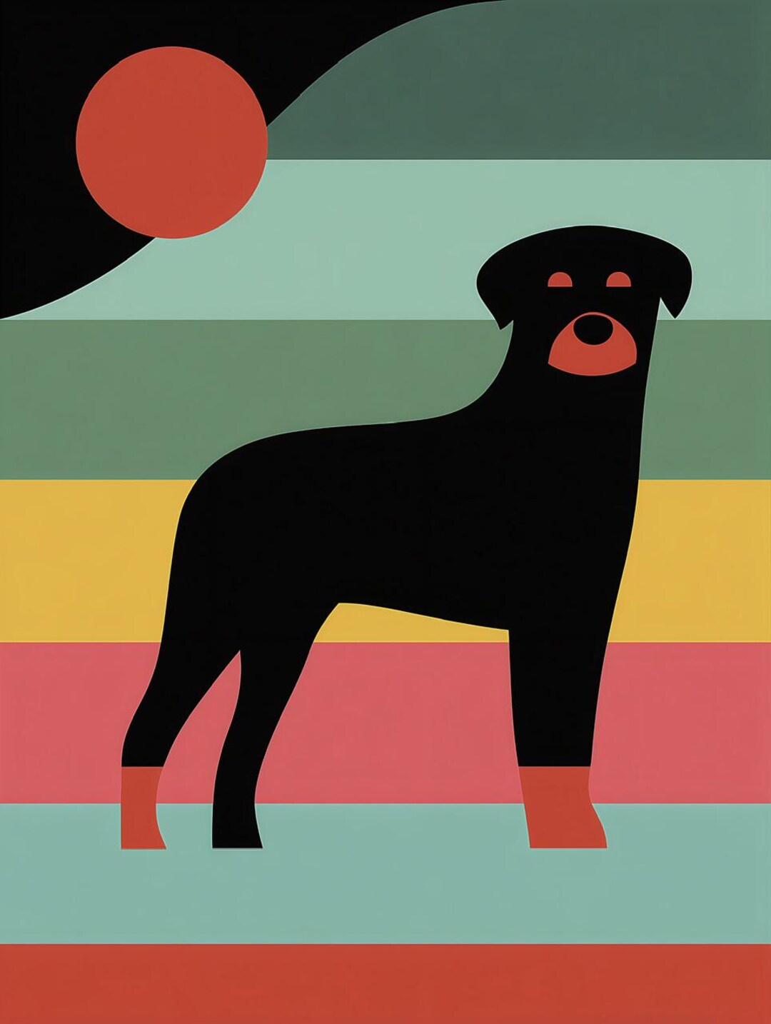 Colorful Rottweiler Abstract Poster, Vibrant Dog Art Print, Home Decor ...