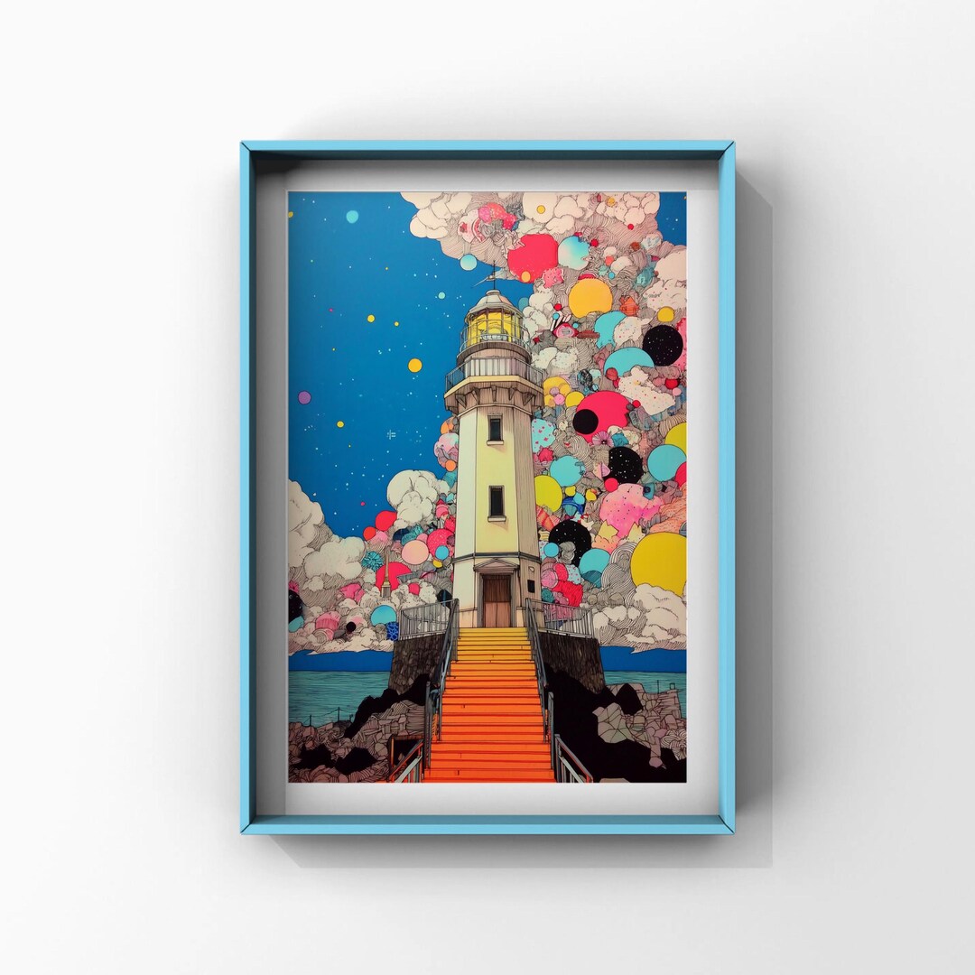 Lighthouse Print – Vivid Surreal Coastline Seascape (digital Download ...