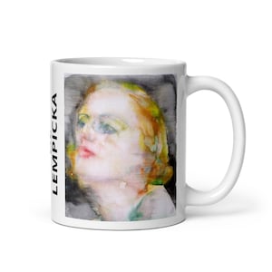 MUG - TAMARA De LEMPICKA watercolor portrait - various sizes! white glossy breakfast mugs cup of coffee art print painting art deco painter