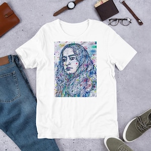 UNISEX t-shirt - PARAMAHANSA YOGANANDA watercolor & ink portrait - tshirt t shirt t-shirts apparel shirts suit dress yoga yogi guru author