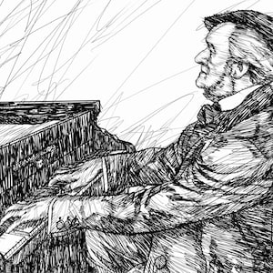 RICHARD WAGNER ink portrait  - POSTER - various sizes available! print drawing art composer piano pianist symphony classical music musician