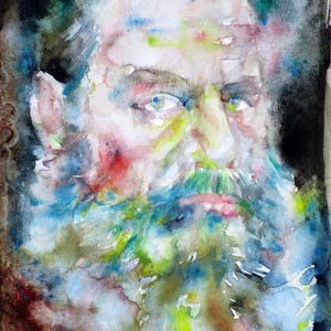 LEO TOLSTOY watercolor portrait - POSTER -various sizes available! art print lev drawing painting writer book author karenina war and peace
