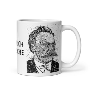 MUG - FRIEDRICH NIETZSCHE ink portrait - various sizes available! white glossy mugs cup cups of coffee breakfast print zarathustra