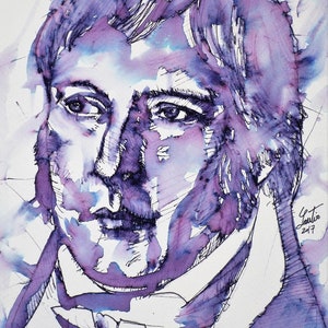 FRIEDRICH HEGEL watercolor and ink portrait - POSTER - various sizes available! art print