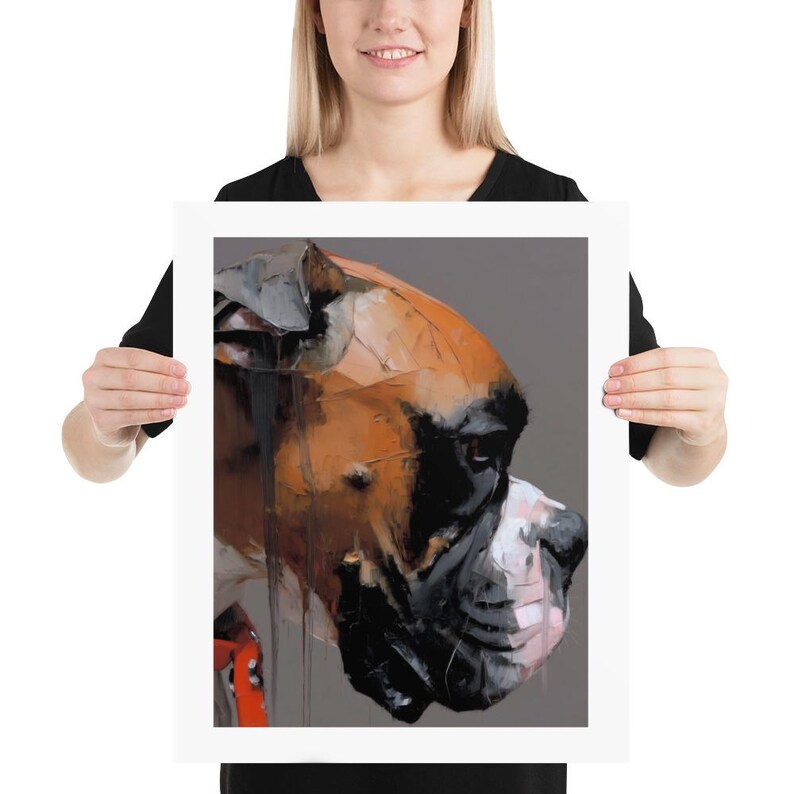 Abstract Boxer Dog Portrait Poster, Bold Brush Strokes Wall Art, Dog ...