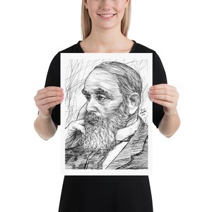 IVAN GONCHAROV ink portrait - POSTER - various available sizes! art print drawing painting illustration author book oblomov goncarov